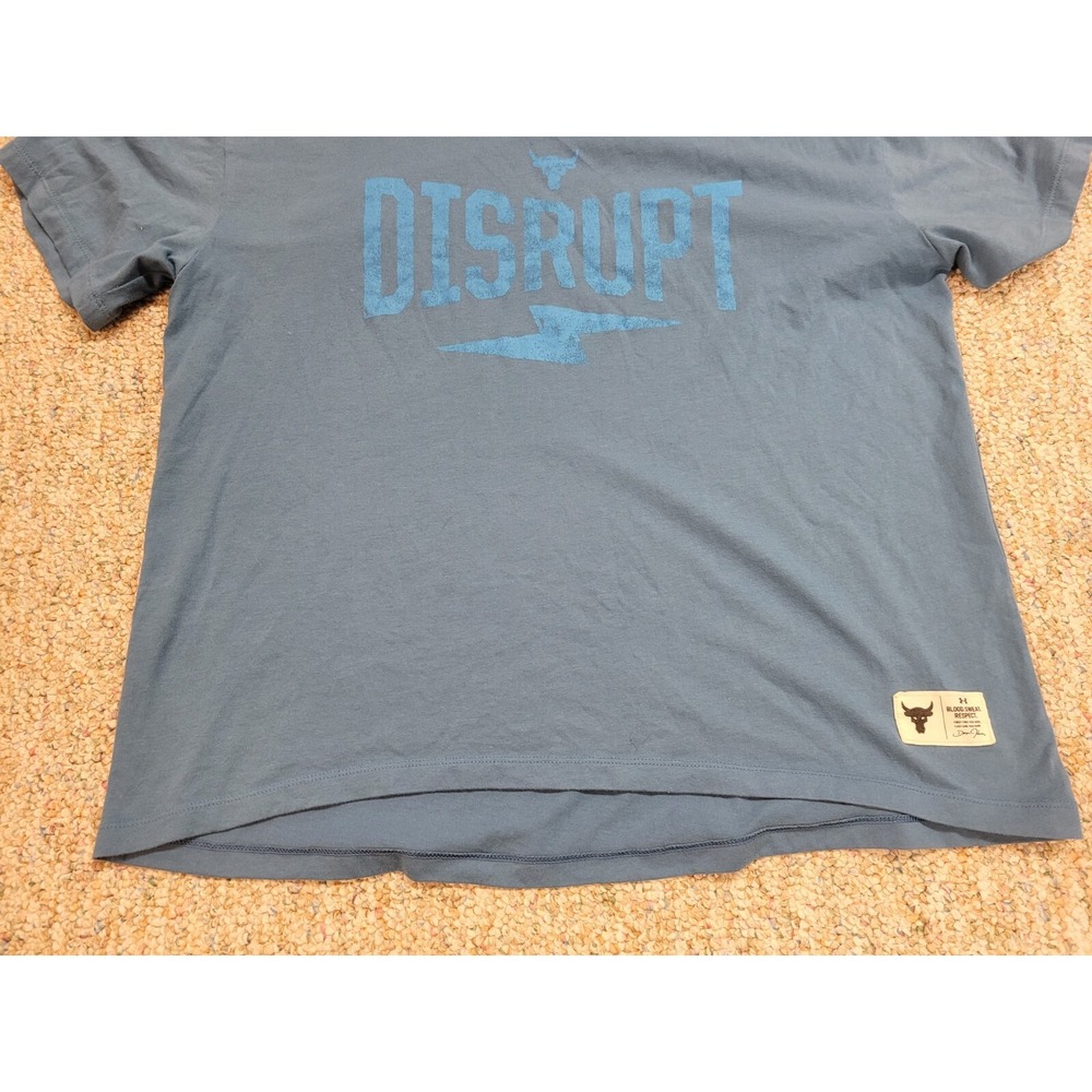 Under Armour Project Rock Shirt Mens Large Blue Disrupt Logo Performance Cropped - Picture 5 of 14